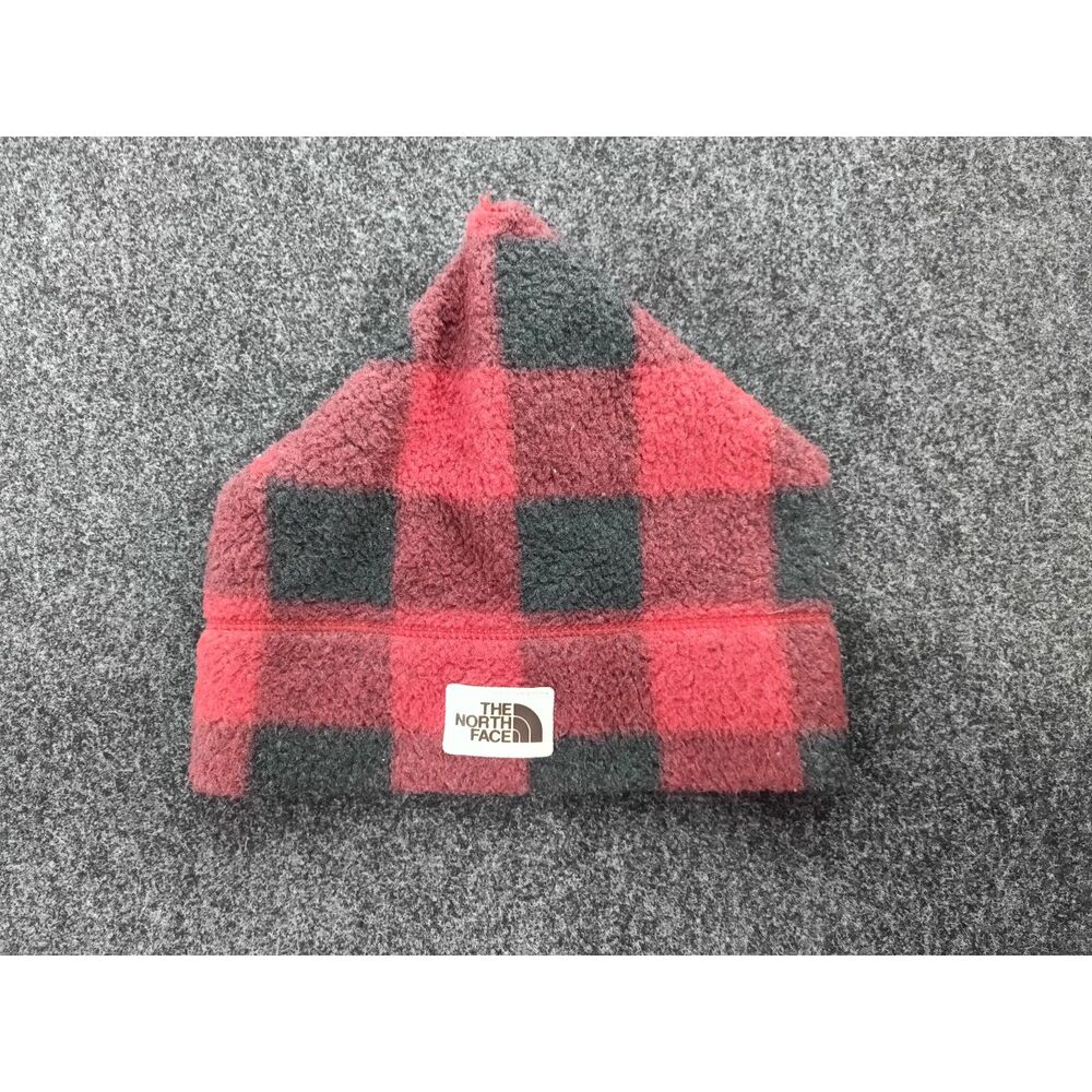 The North Face Buffalo Plaid Fleece Trapper Hat Red Black Ear Flap Beanie OS